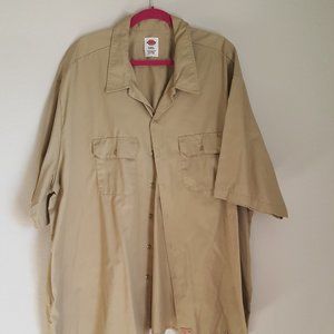 DICKIES Men's Shirt 5XL Tan Short Sleeve Casual Retro Rockabilly Bowling Work